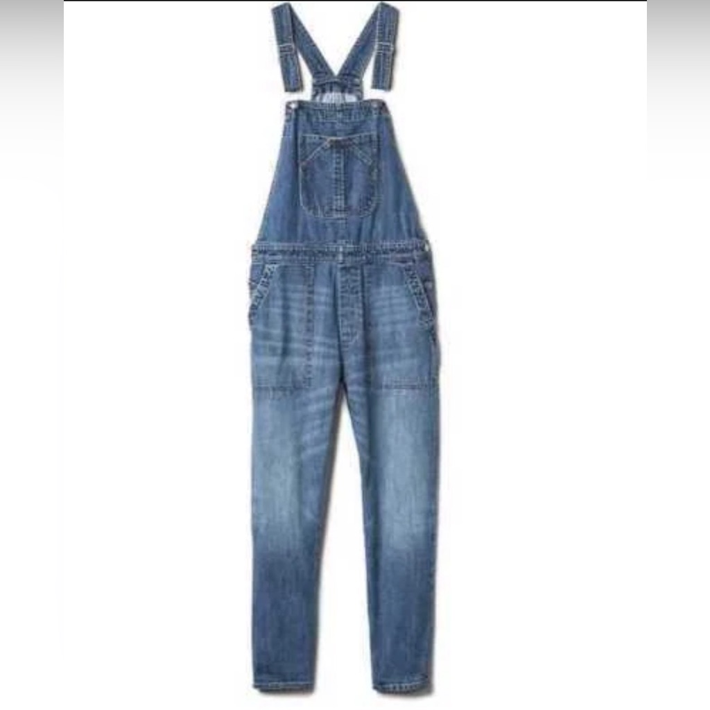 Womens Gap Relaxed Denim Medium Indigo Overalls